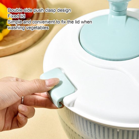 Salade Spinner Kom - Groente Droger - Snel Salades Maken - Multifunctioneel Ontwerp - 5L Capaciteit - Blauw — afbeelding 4