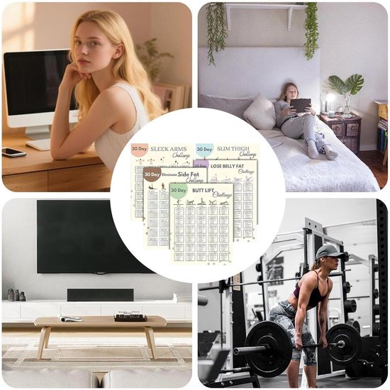 Workoutposter Thuissportschool - Yoga Handleiding Wandkunst - Thuis Trainen - Stap voor Stap Plan - 26 x 22 cm — afbeelding 5