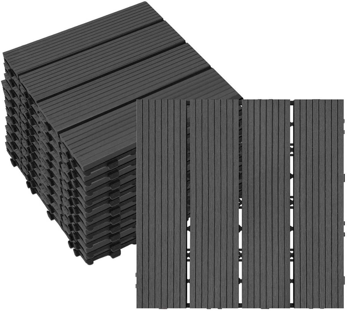 Houten composiet tegels - Terras balkontegels - Buitenruimte creëren - Vorst en weerbestendig - 30 x 30 cm - Antraciet bruin