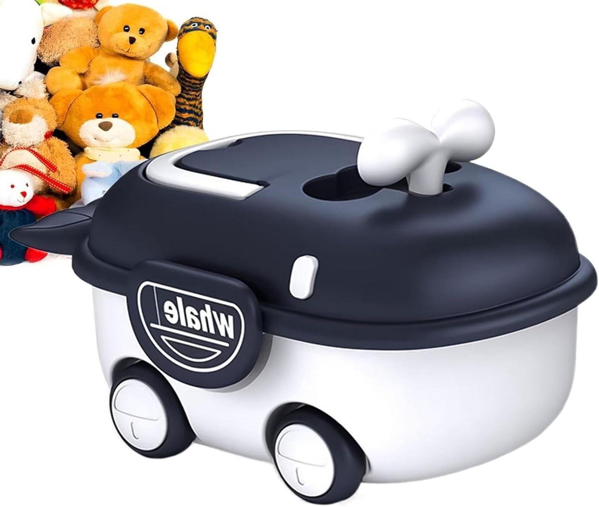 Speelgoedbox Opberger - Opbergmand Wielen - Kinderkamer Opruimen - Schattig Walvisdesign - 22 x 18 x 12 cm - Saffier