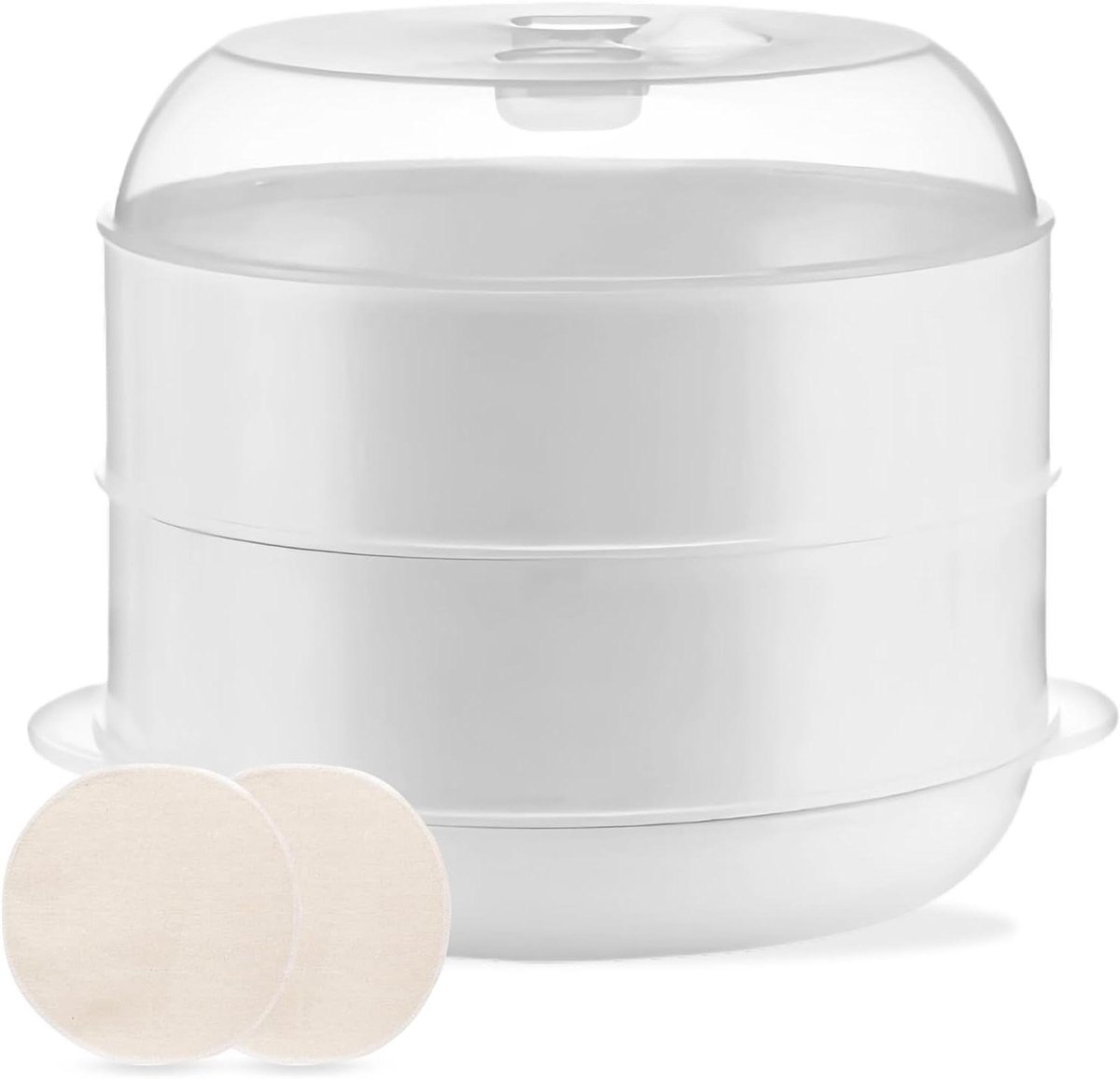 Stoompan Magnetron - Stoomkoker - Gezond Koken - Twee Kookbakken - 4 Liter - Wit