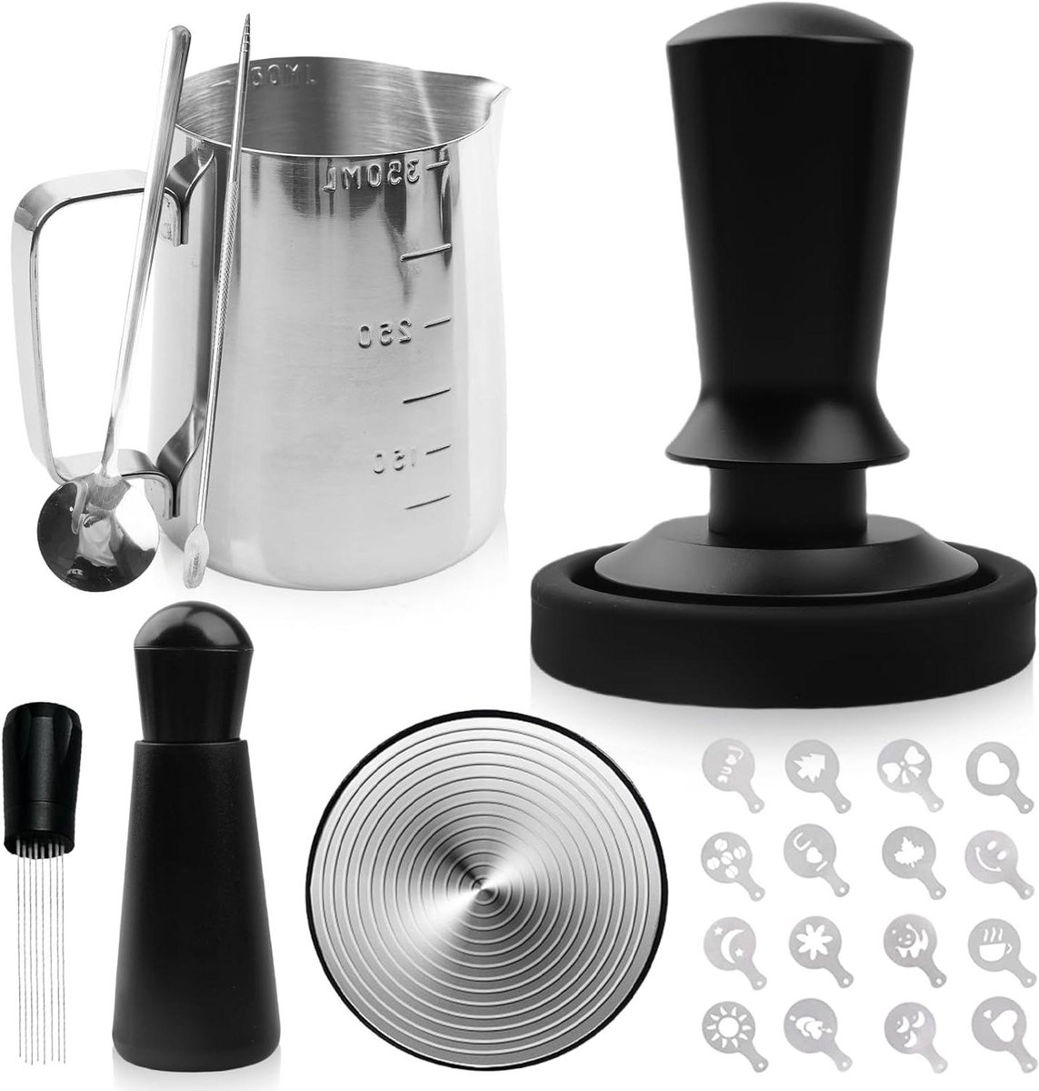 Koffietamperset - Barista set - Espresso bereiden - Automatische rebound tamper - 51 mm - Zilver