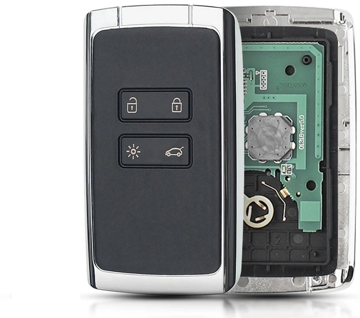 XEOD 4 knops sleutel keyless - Smart Card Kaart - Complete sleutel - Met electronica - Geschikt voor Renault - 4A - 1 stuks