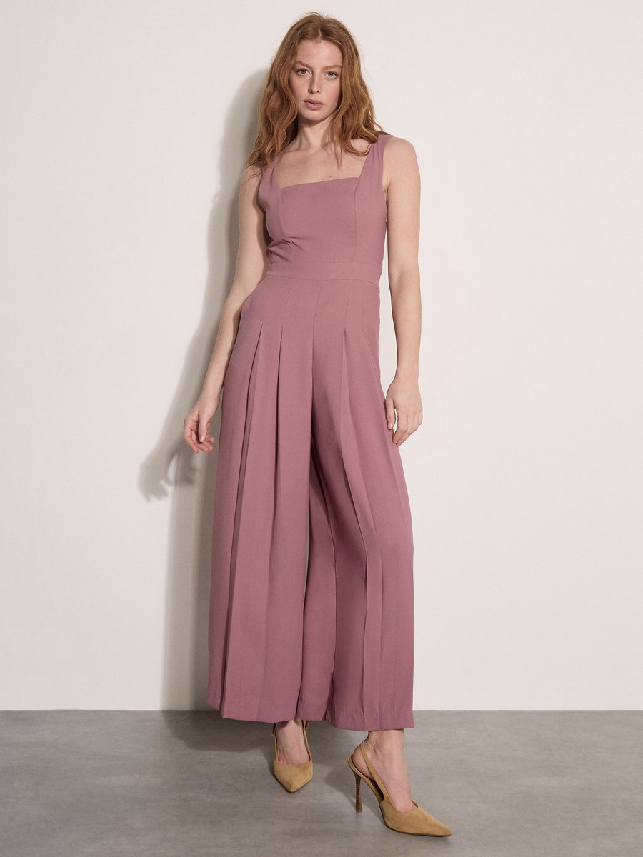 Jumpsuit met wijde pijpen van crêpe