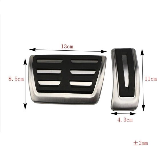Pedaalhoezen Set - Auto Pedaal Covers - Verbeterde Grip - Roestvrij Staal Rubber - 25x10x5 cm - Zilver — afbeelding 4