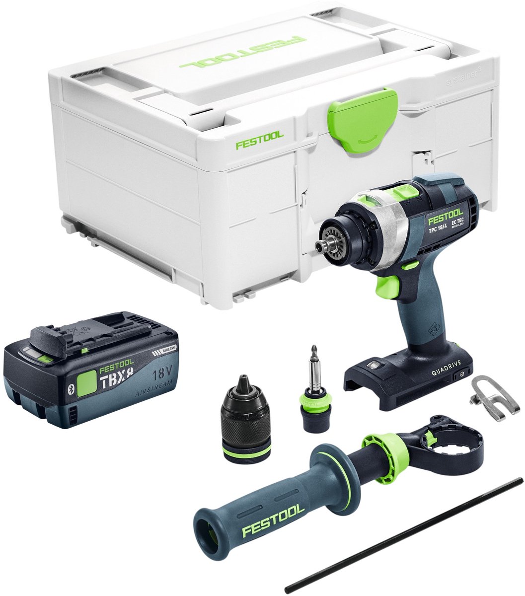 Festool TPC 18/4 I-Basic accu klopboormachine 18 V 75 Nm + 1x accu 8.0 Ah + snellader + systainer