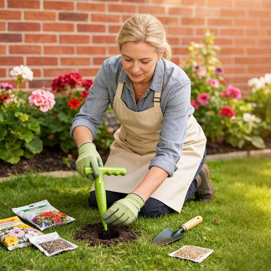 Tuingereedschap - Bloembollenplanter - Gaten Boren - Ergonomisch Ontwerp - 17 cm - Lichtgroen — afbeelding 2