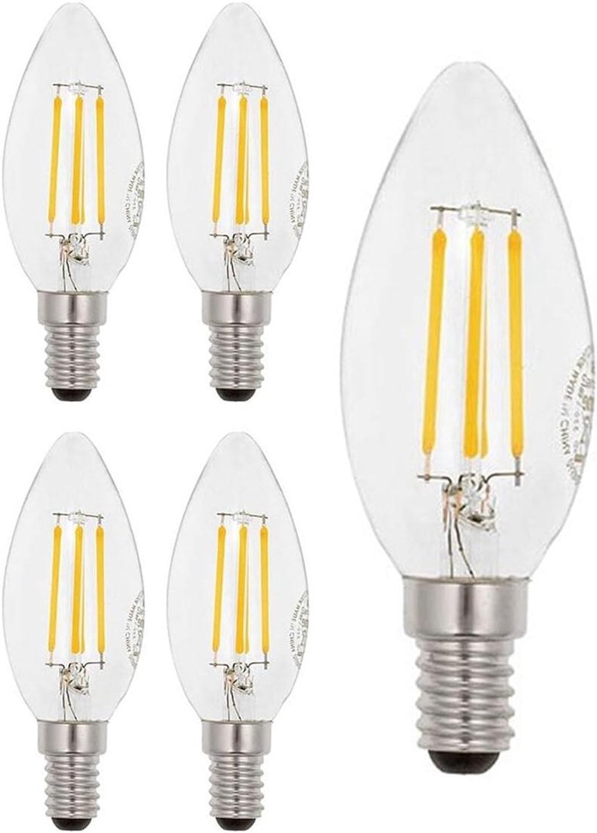 LED Kaarslamp Filament - Klassieke Lamp - Sfeerverlichting Creëren - Energiezuinig Vervangt 50W - E14 Ø35mm - Transparant
