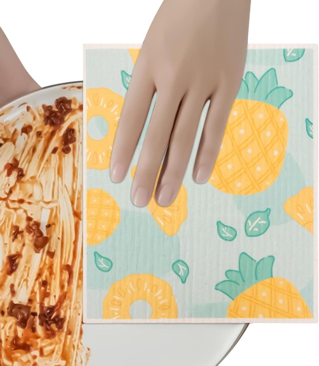 Katoenen Theedoeken - Keukendoeken Houtpulp - Keuken Schoonmaken - Super Absorberend - 18x18 cm - Ananas