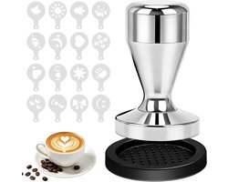 Espresso Tamper - Koffiestamper Barista - Espresso Bereiden - Massief Roestvrij Staal - 51 mm - Zilver