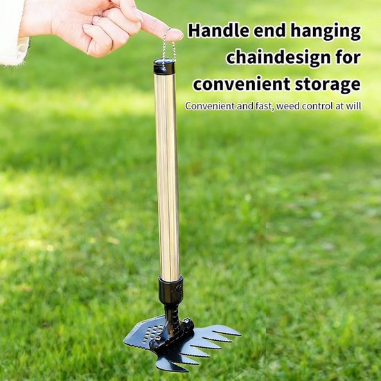 Tuin Schoffel - Graafhark Handhark - Onkruid Verwijderen - Verstelbare Lengte - 28-98 cm - Zilver — afbeelding 2