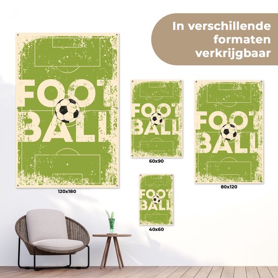 Illustration Vintage d'un terrain de football avec la citation Football 40x60 cm