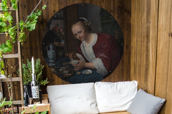 Tuincirkel Het oestereetstertje - Jan Steen - 120x120 cm - Ronde Tuinposter - Buiten