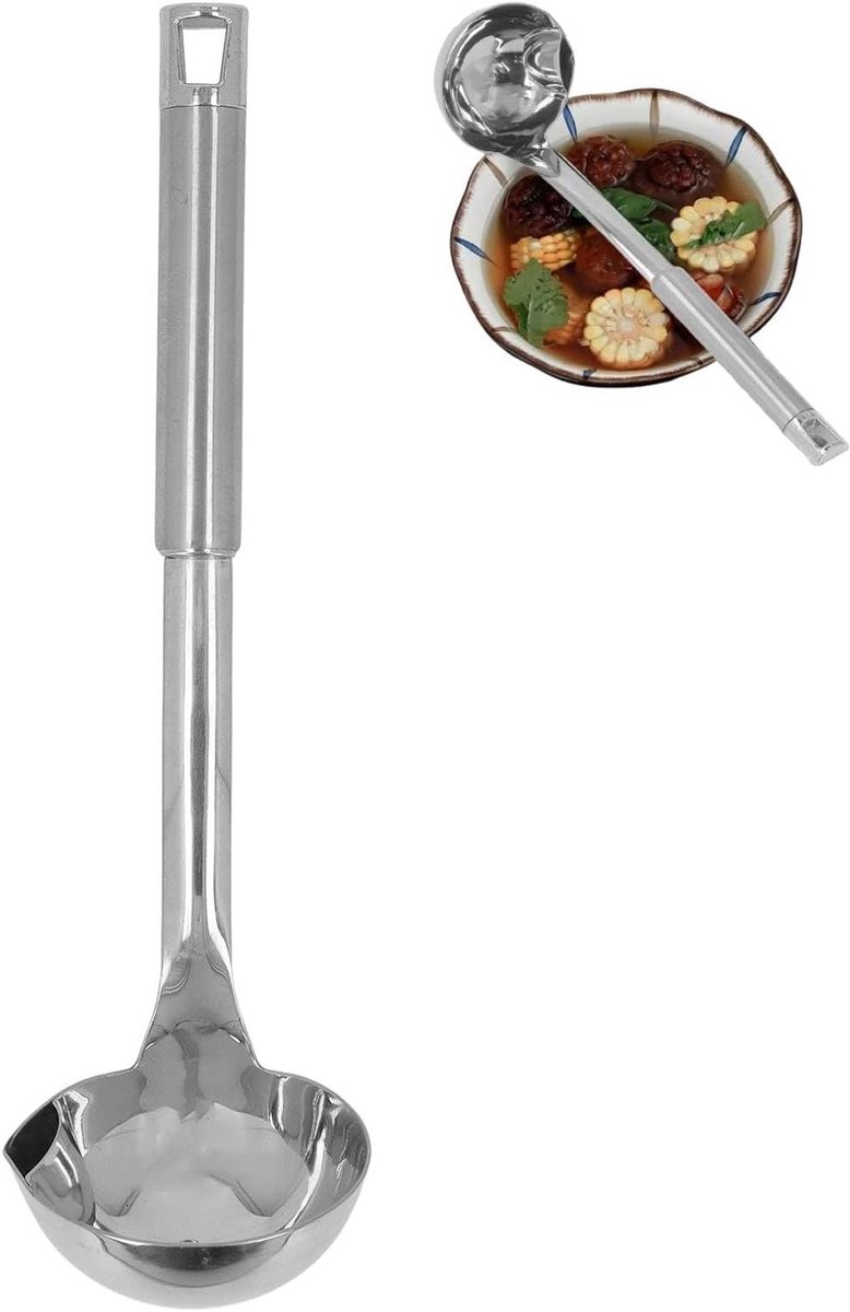 RVS Soeplepel met Tuit - Ideaal voor het Serveren van Soep, Stoofschotels en Sauzen