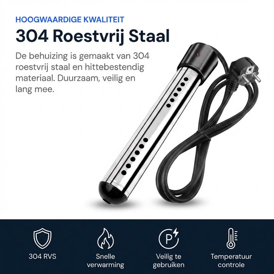 Deluqse Dompelaar - 3000W - Emmerdompelaar - Dompelaar voor Zwembad - Reisdompelaar - Met Staalspons en Thermometer - Dompelaar Waterkoker - Zwembad Verwarming - Water Verwarmer van Deluqse — afbeelding 4