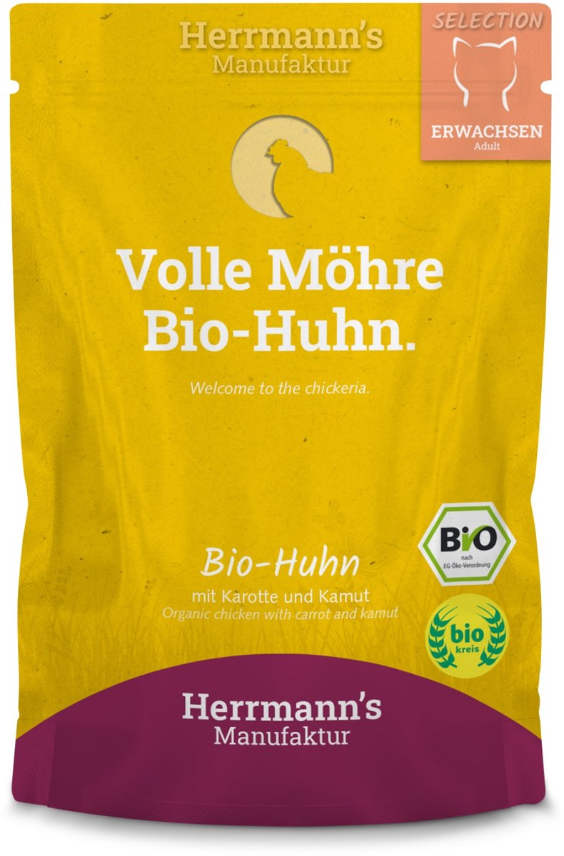 Herrmann’s Herrmann's Bio Selection kat Kip met Wortel 100 gr. - per 12 stuks