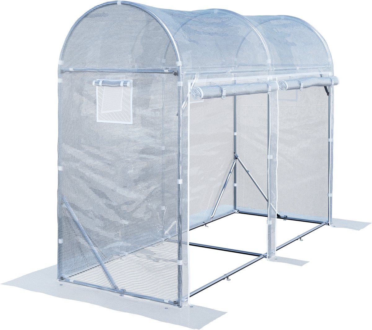 TOOLPORT Tomaten foliekas 1x3 m PE 180 g/m² UV-gestabiliseerd folietunnel met stalen frame, 2 m stahoogte, witte tuinkas