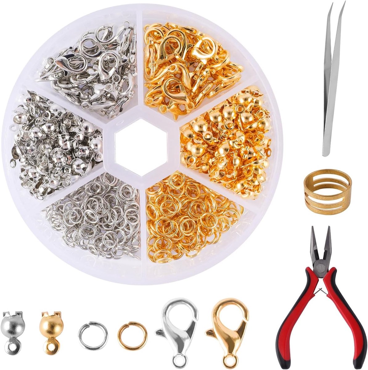Complete Set van 463 Stuks Ketting Sluitingen, Kralen, Armband Sluitingen met Gereedschap en Tang voor DIY Sieraden Maken