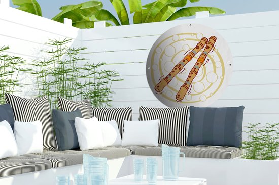 Cercle de jardin dessin de deux flûtes à bec - 60x60 cm - Affiche ronde de jardin - Extérieur