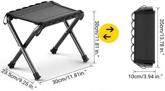 Lichte opvouwbare kruk 30 x 24 x 30 cm met draagvermogen 130 kg – Kleine draagbare opvouwbare kruk voor kamperen, wandelen, vissen, picknick en reizen — afbeelding 4