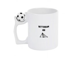 Hacebo® - Rotterdam 010 koffiebeker met voetbal wit - Rotterdam - Voor de echte rotterdammer - thee mok - koffie beker - Rotterdammer - Leuk cadeau voor iemand die uit Rotterdam komt - koffiemok - 330 ML