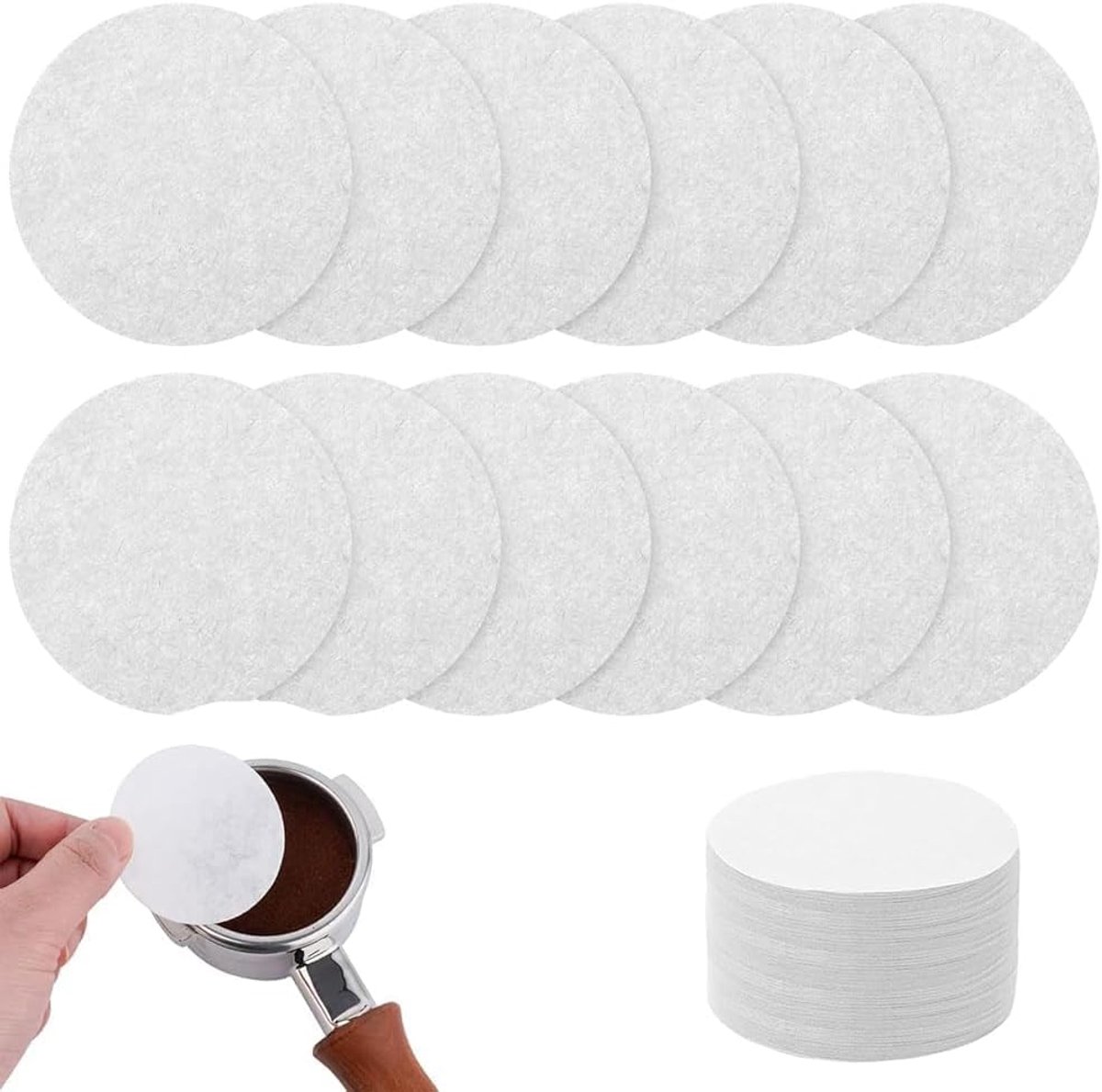 100pcs 58mm Ronde Papieren Filters - Wegwerp Koffiefilters - Koffie Papierfilter voor Koffiemachines - Moka Pot Filter - Geschikt voor Koffiemachines (Wit)