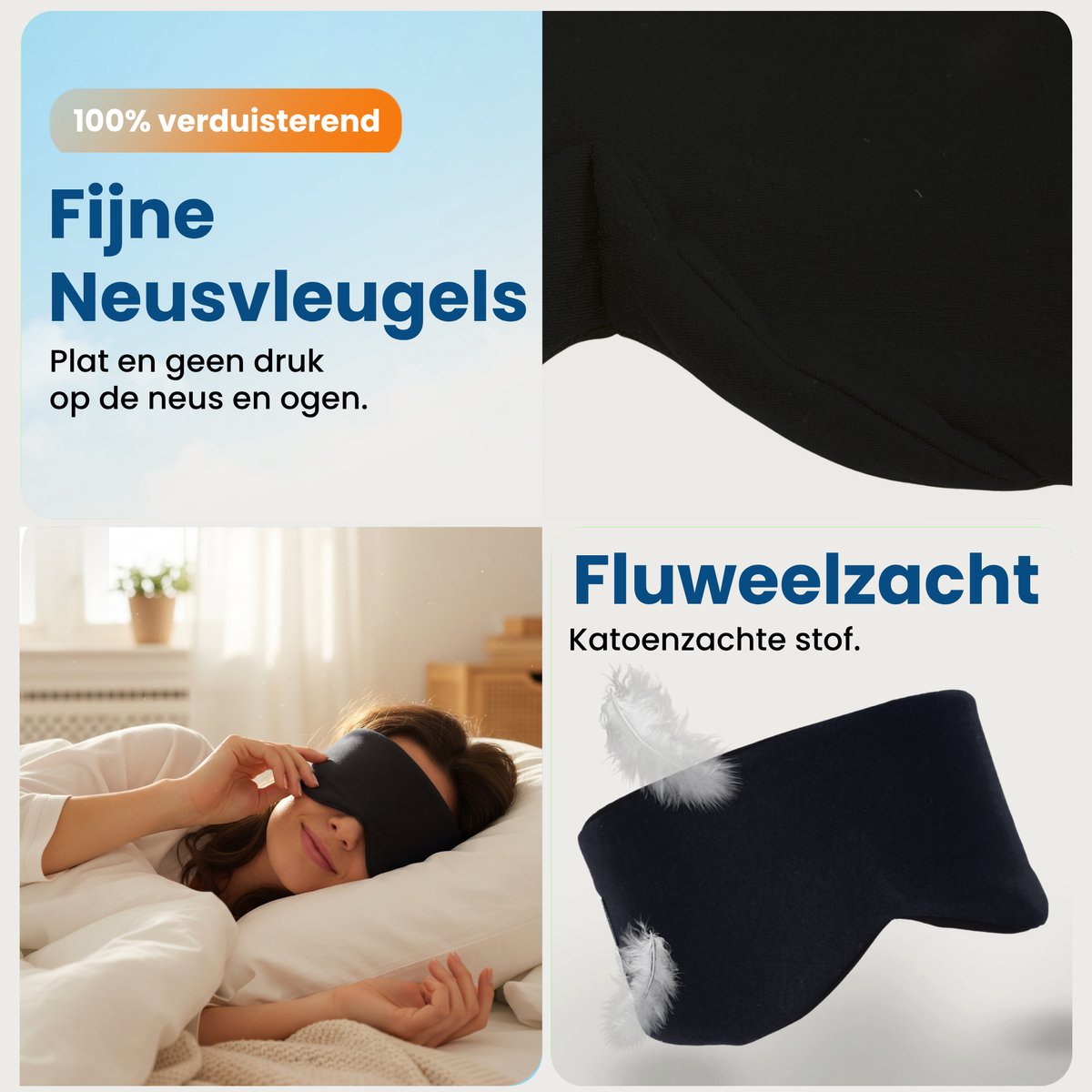 PurelyGoods® Slaapmasker - Oogmasker - Verduisterend - Mannen en Vrouwen - Katoen - Zwart — afbeelding 3