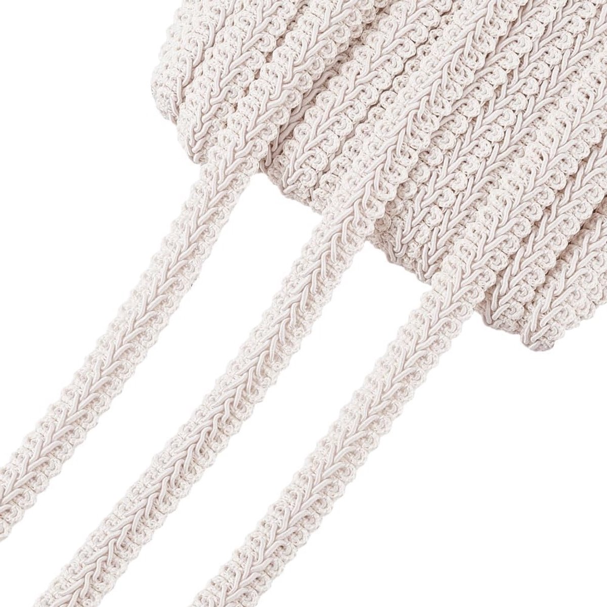 Witte Gimp Braid Trim 25m - Polyester Woven Braid Trim voor DIY, Naaien en Decoratie van Gordijnen en Kostuums