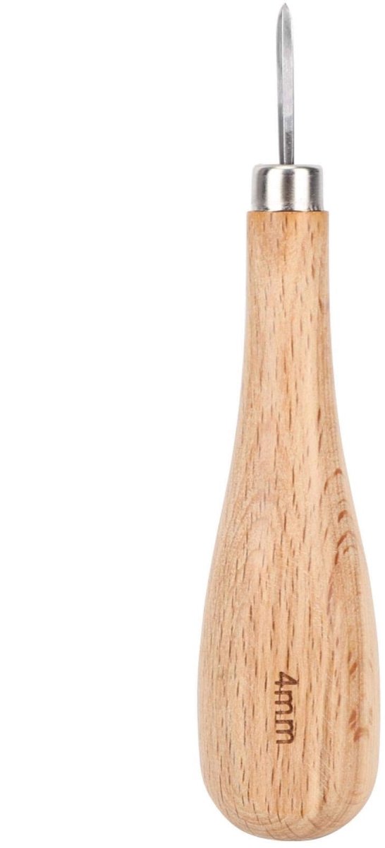 LIVIA HOME- Lederen Priem Hoogwaardig - Houten Handvat - Kras Priem - Diamant Punt - Duurzaam - Roestbestendig - Comfortabele Grip - Kraspriem