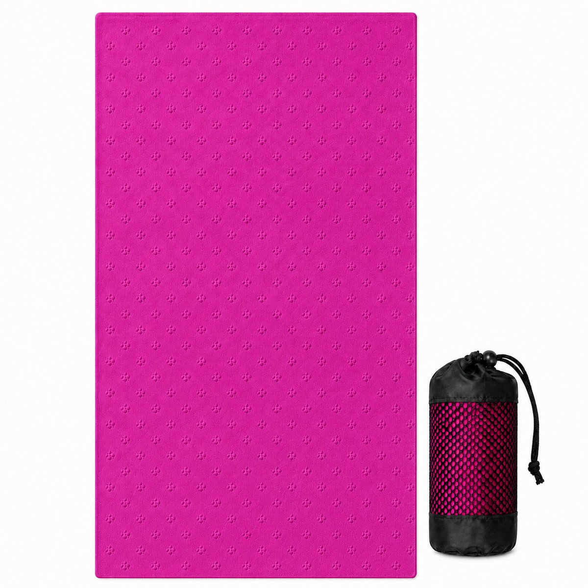 Sercano Yoga Handdoek 180x82cm - Snelle Drogende Microvezel Antislip Yoga Mat Towel - Inclusief Net Draagtas - Machinewasbaar - Hot Yoga & Vinyasa - Roos