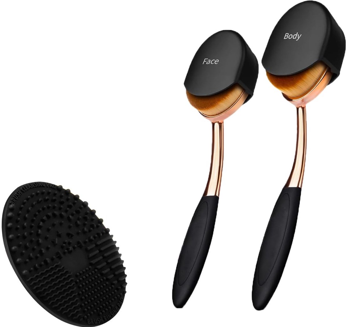 JHUBERS- Make-up Borstel Set - 3 Stuks - Hoge Kwaliteit - Synthetisch Haar - Voor Vloeibare Foundation - Luxe Afwerking - Foundationkwast
