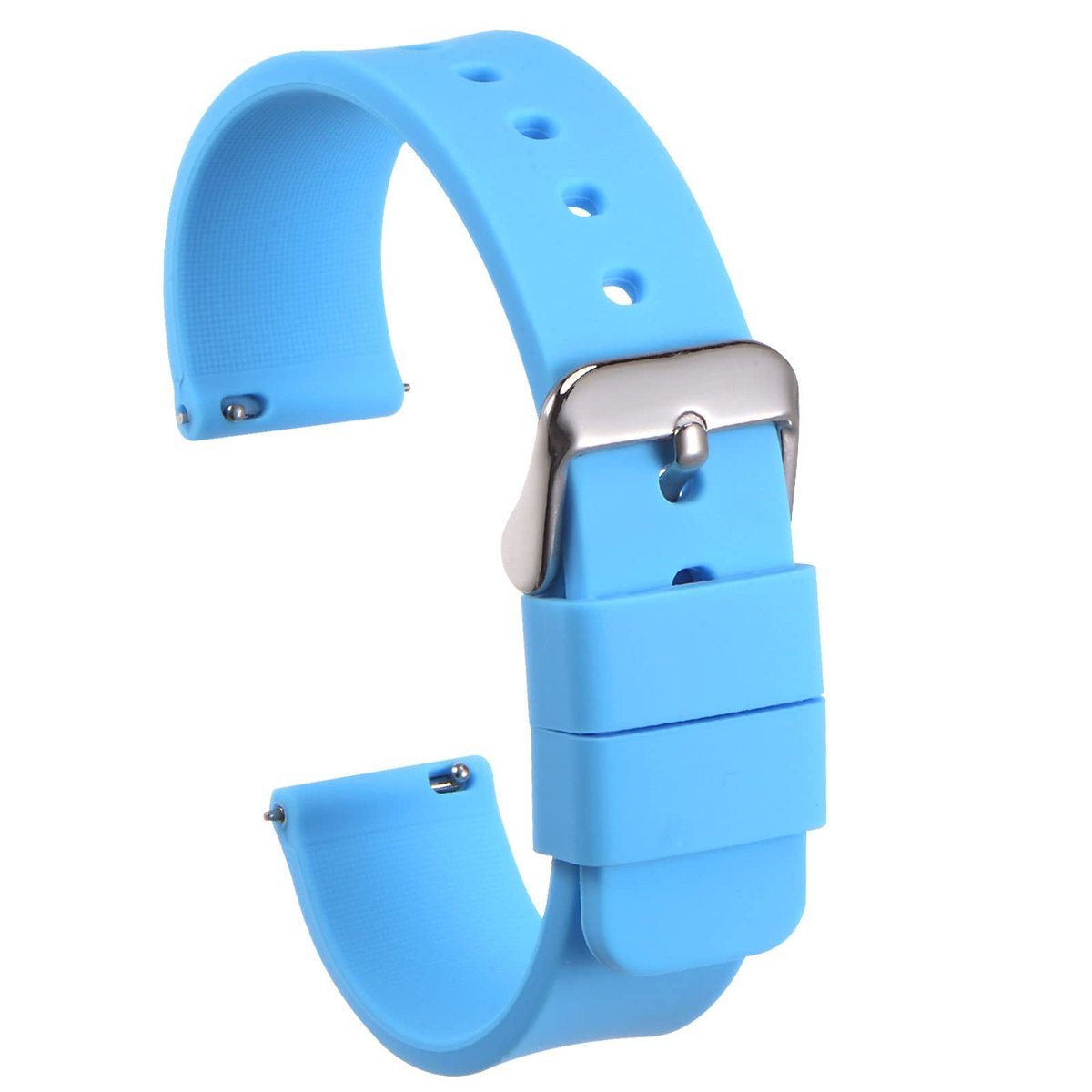 JHUBERS - Siliconen Horlogebandje - Vervangend Horloge Riem - Zacht Rubber - Lichtblauw - Snelspanner - Geschikt voor Mannen en Vrouwen - 14 mm Breed