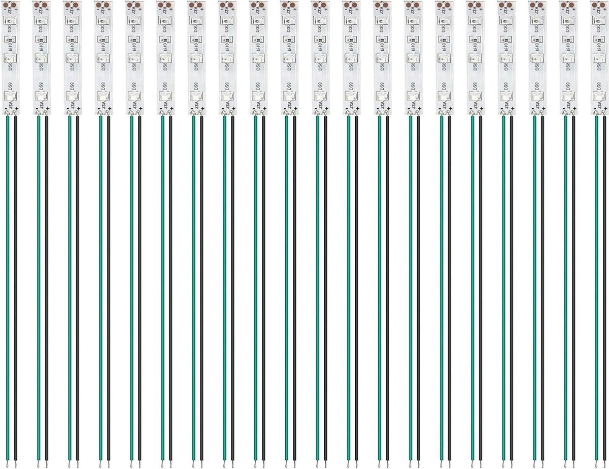 Pack van 20 Pre-Wired LED SMD Strips 50 mm 2835 voor Modelbouw, Groene Verlichting 12-18 V