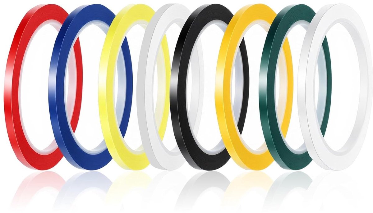 8 Rollen 5mm Witteboard Plakband in 8 Kleuren voor School, Kantoor, Scrapbooking en Creatieve Projecten