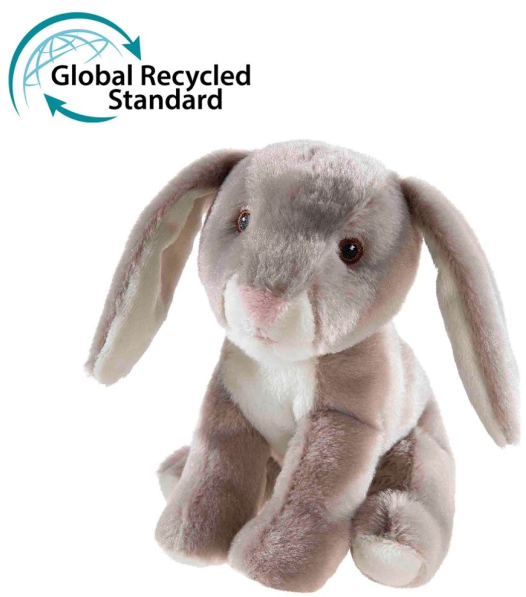 Heunec knuffel haas van gerecycled PET 15cm duurzaam speelgoed.