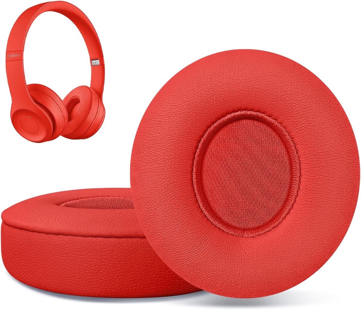 Zachte Vervangende Oorkussens voor Draadloze Hoofdtelefoons, Geschikt voor Solo 2 & 3, Rood, Comfortabel en Duurzaam