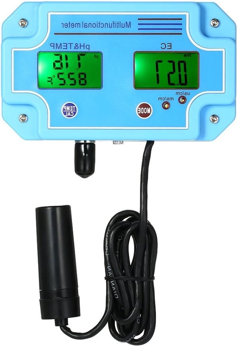 Professionele 3 in 1 pH/EC/Temperatuur Meter voor Waterkwaliteit - Digitale Multi-Parameter Tester met LCD Scherm en Nauwkeurige Metingen