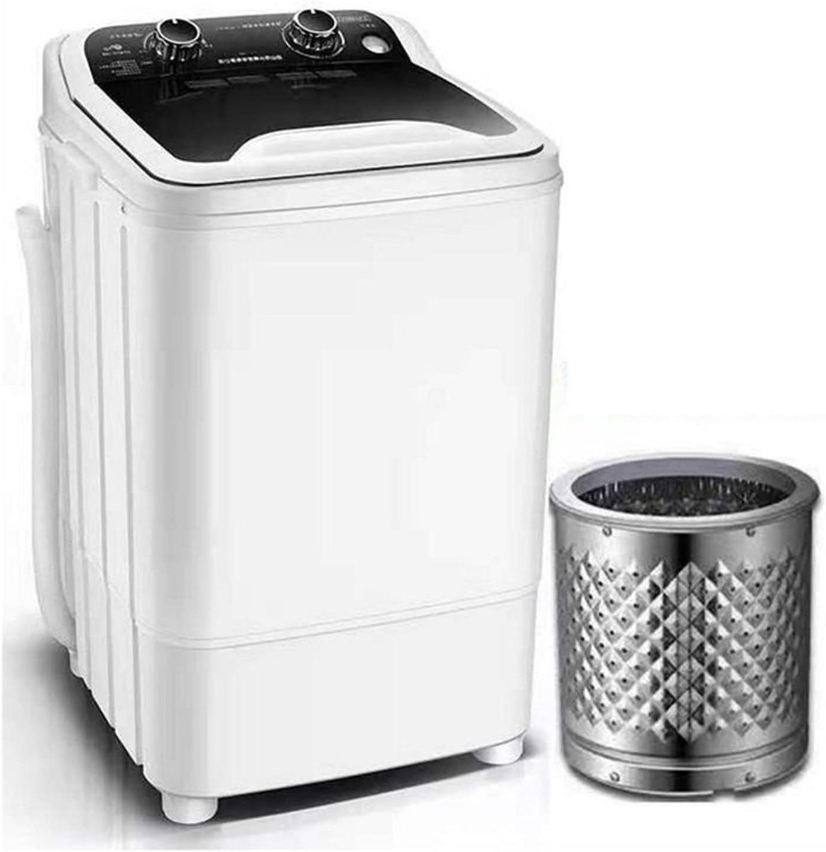 Draagbare Wasmachine - Mini Waskracht - Kleine Was - UV Violet Licht - 7 Kg Capaciteit - Zwart