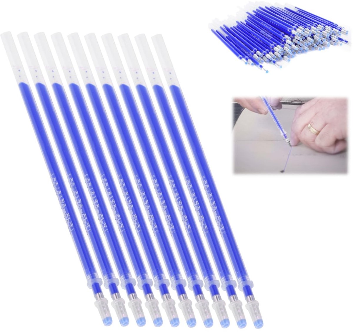 Dailygoods- Uitwisbare Pen Vulling 100 Stuks - Hoge Temperatuur Verdwijnend - Kunststof - Stalen Penpunt - Tijdelijke Markering - Voor Quilten en Naaien - Markeerstift