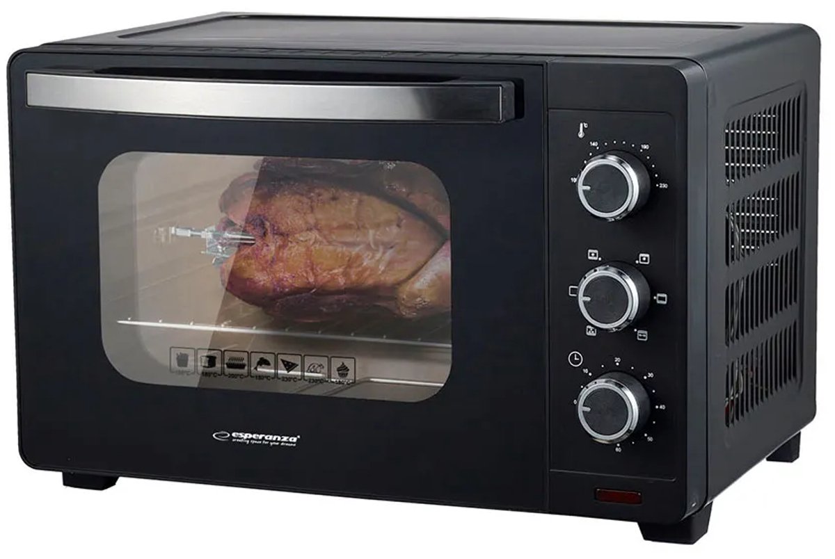 Esperanza Napoli EKO006N Mini Oven - 25 Liter - 1600W - Met Hetelucht (Convectie) - Instelbaar tot 250°C - Zwart – foto 8