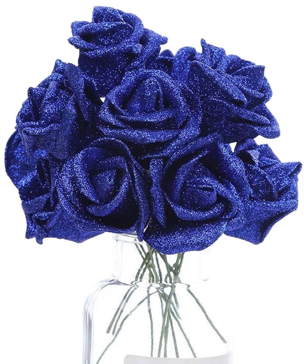 Dailygoods- Kunstrozen 20 Stuks - Decoratieve Bloemen - Lange Steel - Glinsterend - PE Materiaal - Voor Bruiloft/Feest - Neprozen