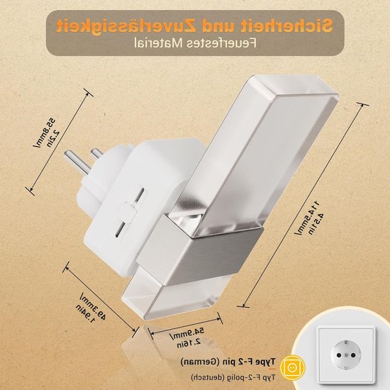 Dimbaar Nachtlampje met Automatische Sensor voor Kinderen en Volwassenen, Warmwit Licht, 0-100 Lumen, Perfect voor Kinderkamer en Hal — afbeelding 3