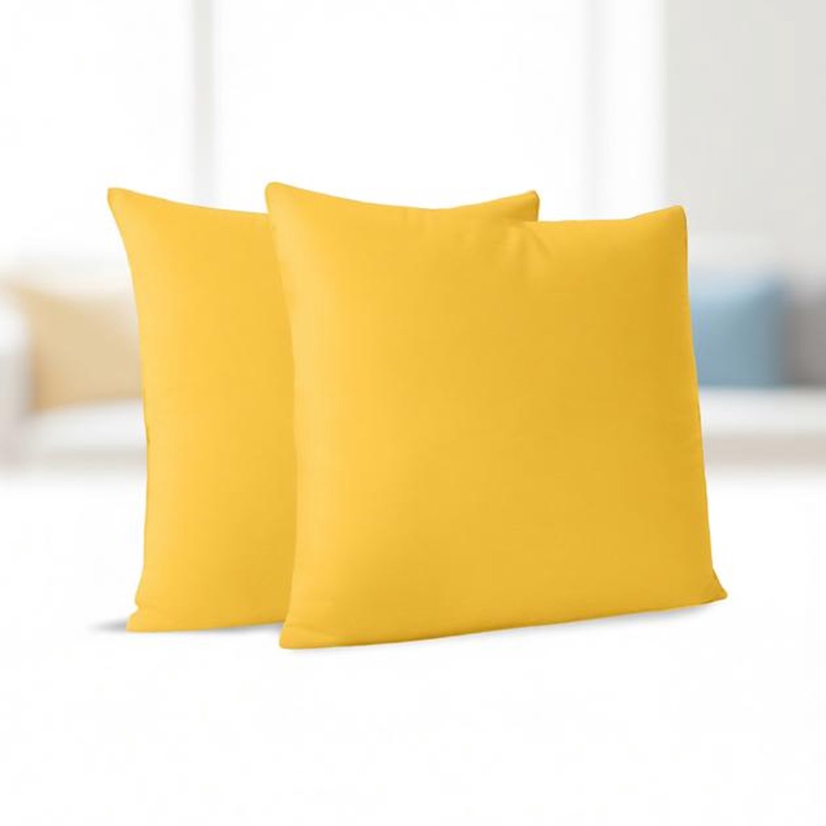 ElleMooi Kussensloop 80x80 cm - 2 stuks - 100% katoentrui - 150 GSM - geel