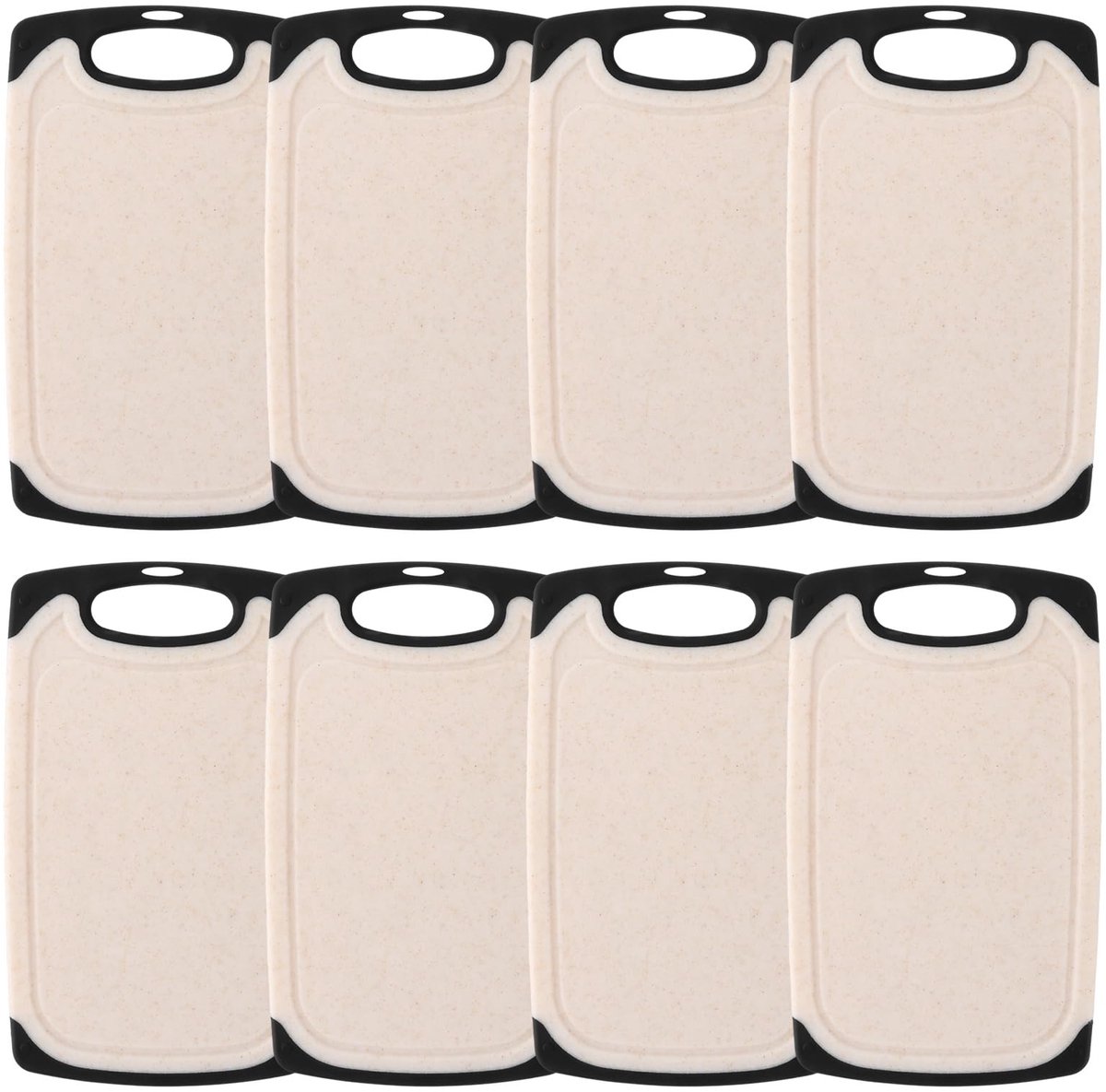 Dailygoods- Ontbijtplankje Set van 8 - Kunststof 25 x 15 cm - Antislip - BPA-vrij - Vaatwasmachinebestendig - Snijplankenset - Snijplank