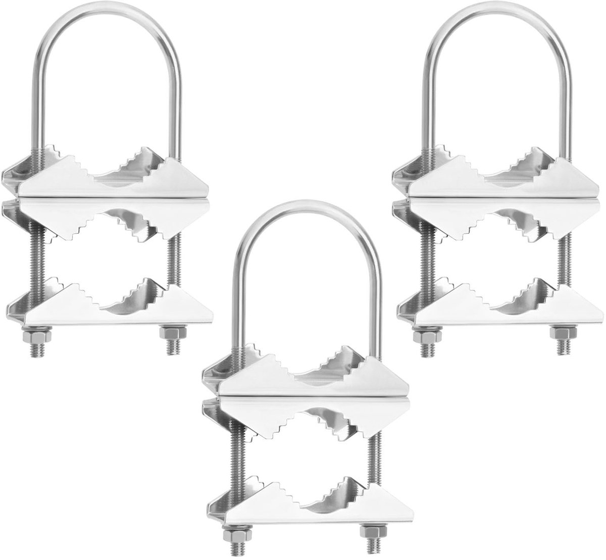 Dailygoods- Antenne Mast Klem U-bouten - Klemstang Uitschuifbaar - Klemset voor Kinderen - 3 Sets Klem Kit - Antiroest Coating - Geschikt voor Pijpdiameters 1/2" tot 1-5/8