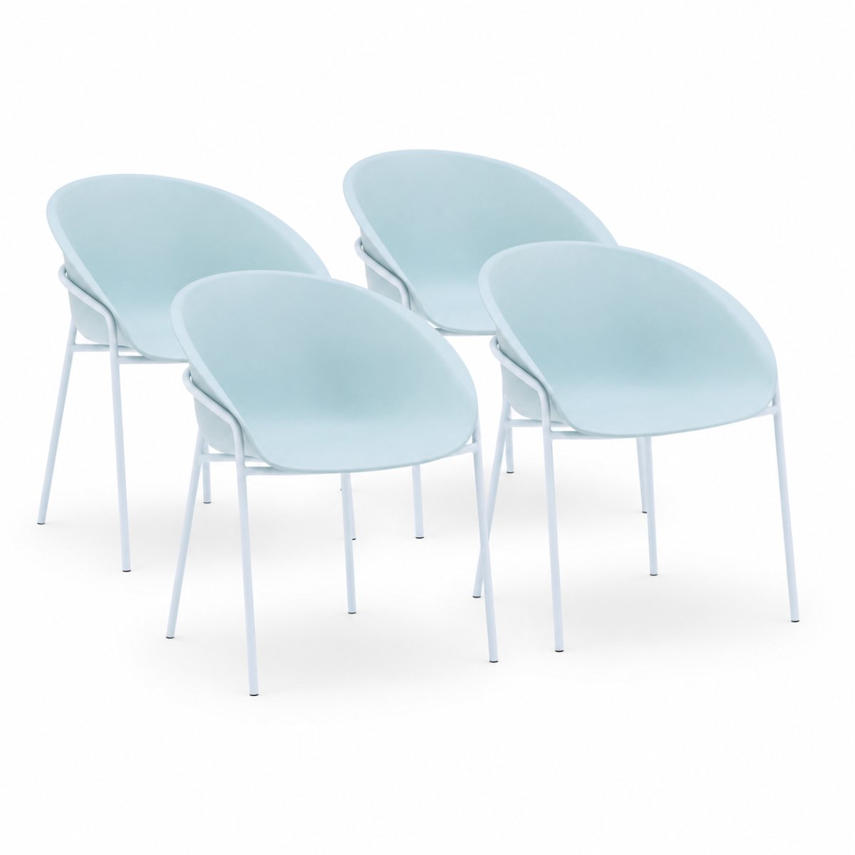 DS4U® - Ella stoel - Set van 4 - Lichtblauw - Kunststof - Weerbestendig