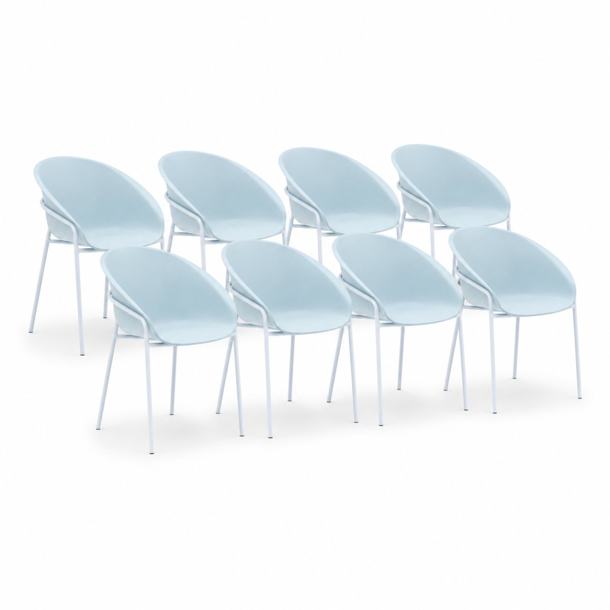 DS4U® - Ella stoel - Set van 8 - Lichtblauw - Kunststof - Weerbestendig