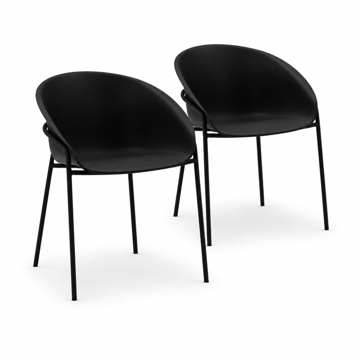 DS4U® - Ella stoel - Set van 2 - Zwart - Kunststof - Weerbestendig