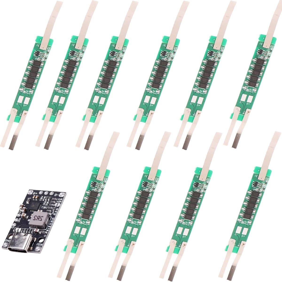 10 Stuks 2S 7.4V 18650 BMS Beschermkaart met 7.5A Multicircuit Bescherming en Nikkelstrips voor Li-ion Accu's