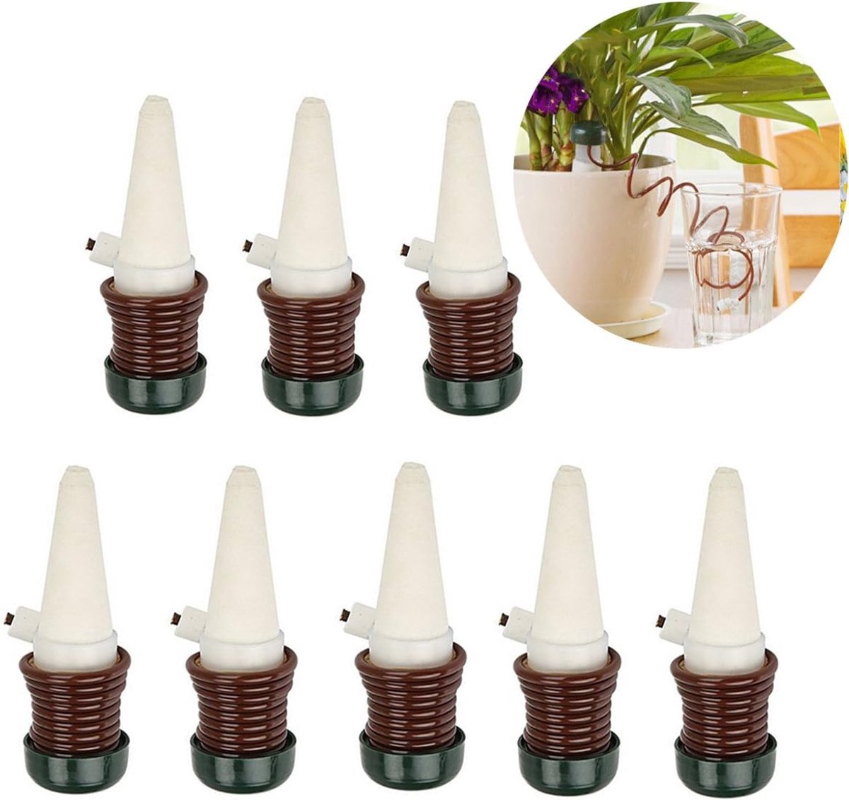 Automatische plantenwatergevers (set van 8) – Keramische druppelirrigatie-Keramische druppelaar voor druppelirrigatie-Een volledig automatisch bewateringssysteem voor de tuin- geschikt voor zaaien en planten-pinnen voor kamerplanten